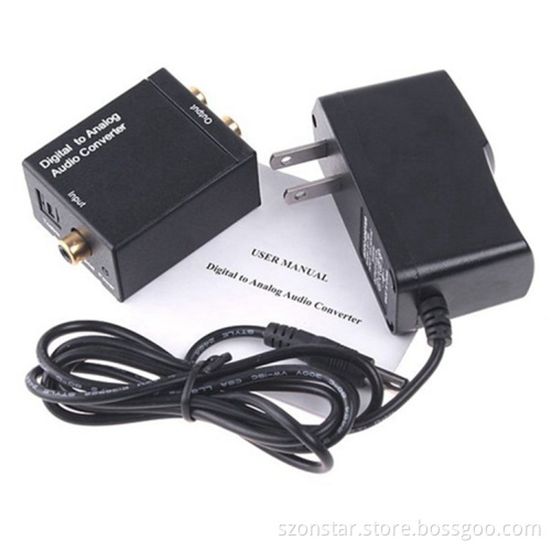 Digital Optical Toslink Coaxial to Analog RCA R/L Audio Converter Adapter